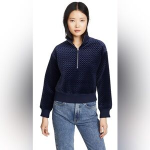 Club Monoco Navy Quilted Velour Half-Zip Pullover
